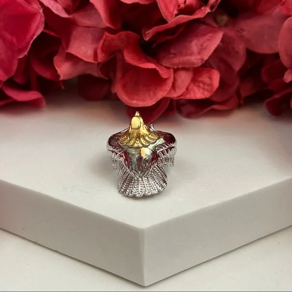 Boho Tribal Gold and Silver Eagle Ring Cuff - Picture 6 of 11